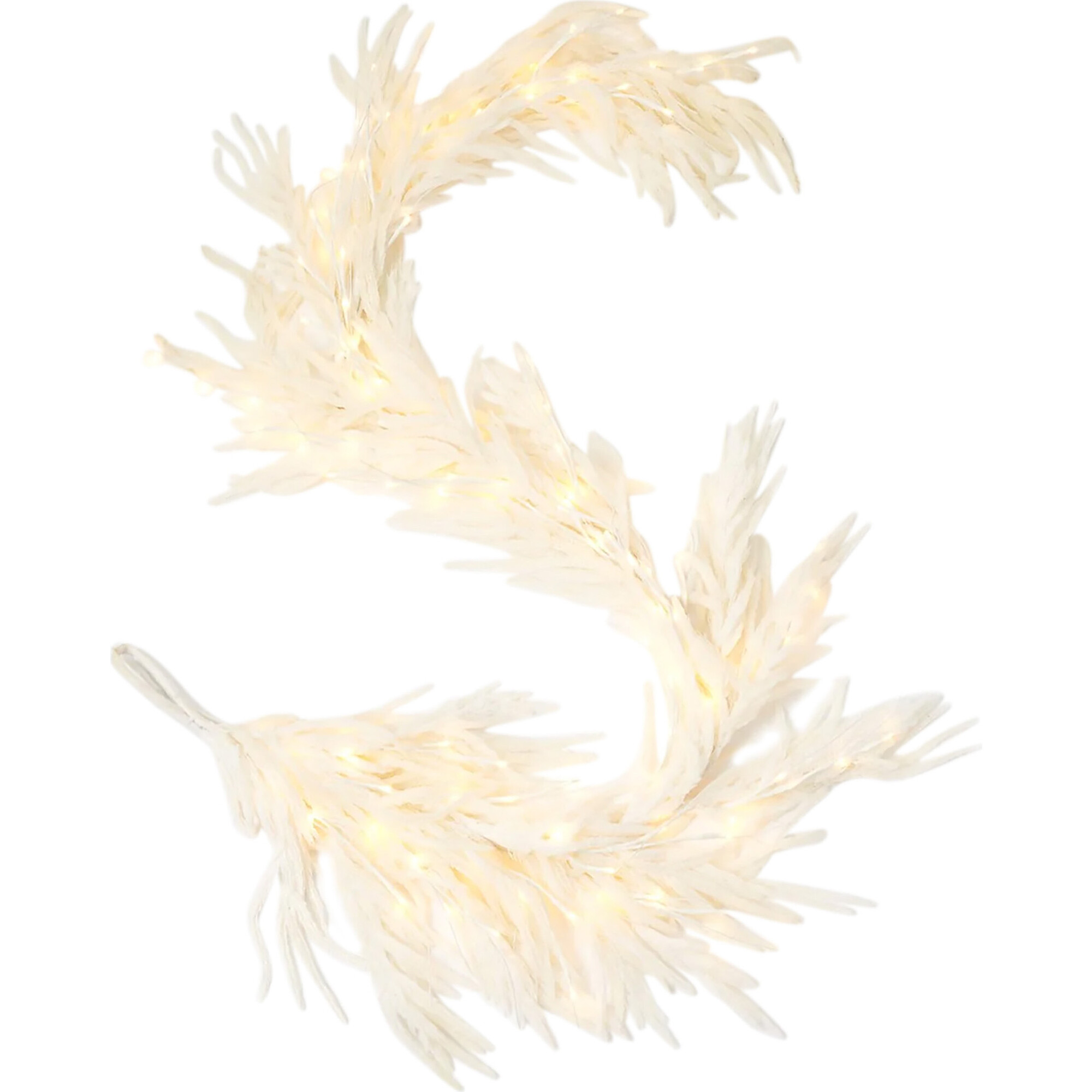 Pre-Lit White Norfolk Pine Christmas Garland - Garlands - 1