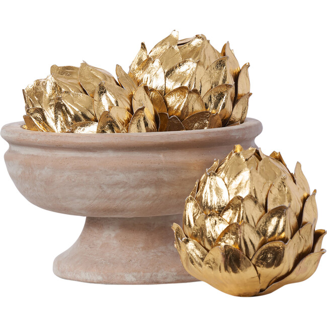Metallic Gold Artichoke Bowl Filler, Set of 3