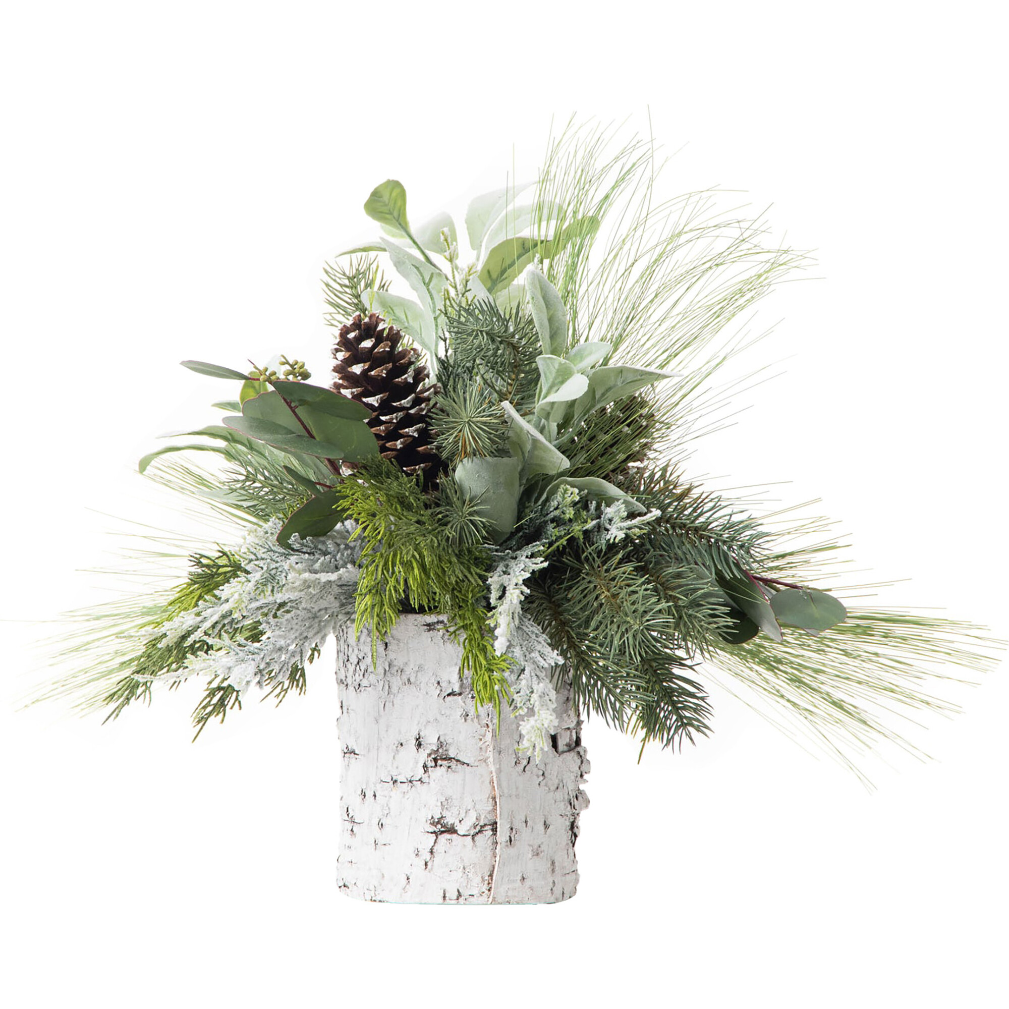 Mixed Winter Greenery & Pinecone Rustic Arrangement - Bouquets - 1