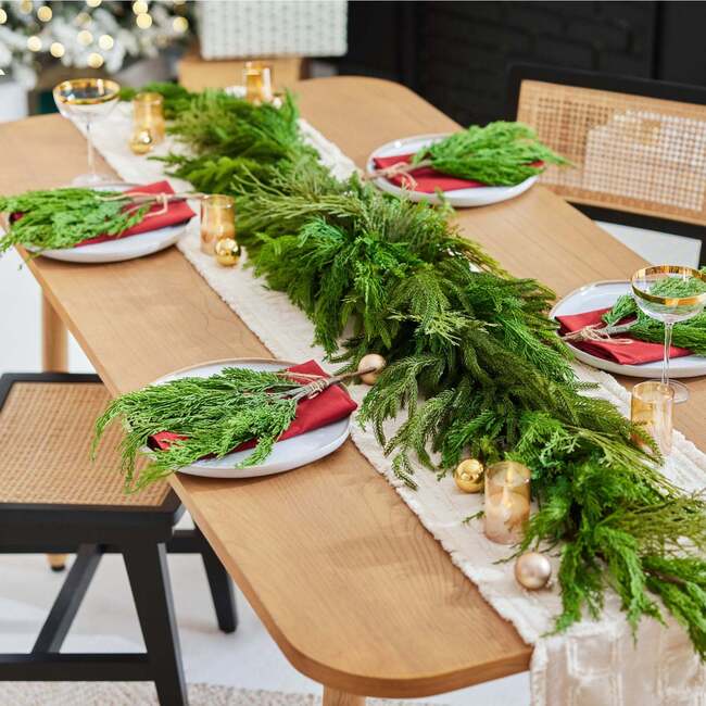 Winter Greenery with Cypress, Norfolk & Pine Centerpiece Table Runner - Garlands - 2