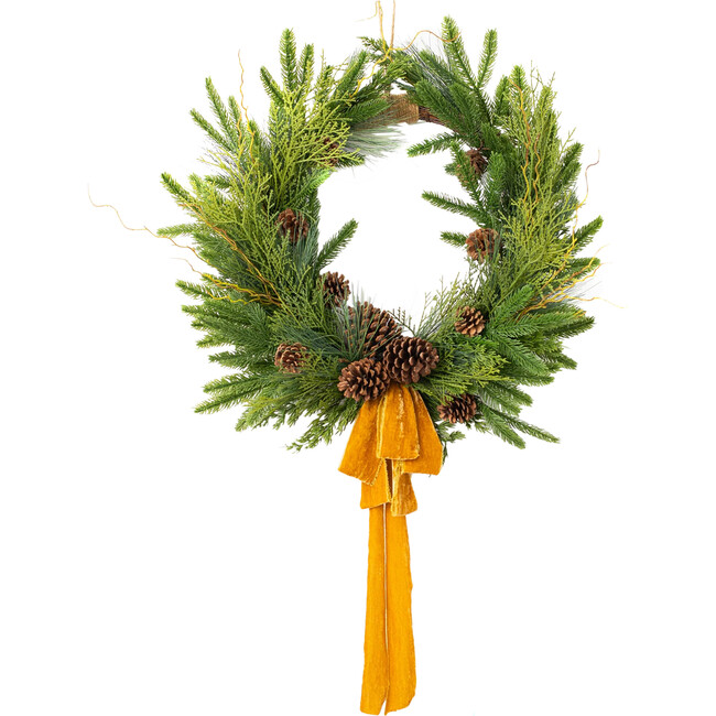 Evergreen Forest Mixed Greens & Pine Cone Holiday Wreath