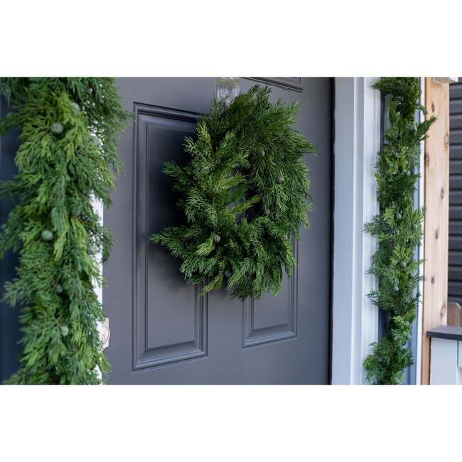 Seeding Juniper Berry Faux Greenery Front Door Mantle Wreath - Wreaths - 2