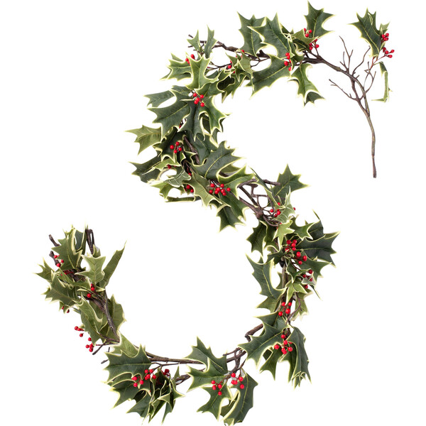 Holly Berry & Leaf Garland - Darby Creek Trading Wreaths & Garlands ...