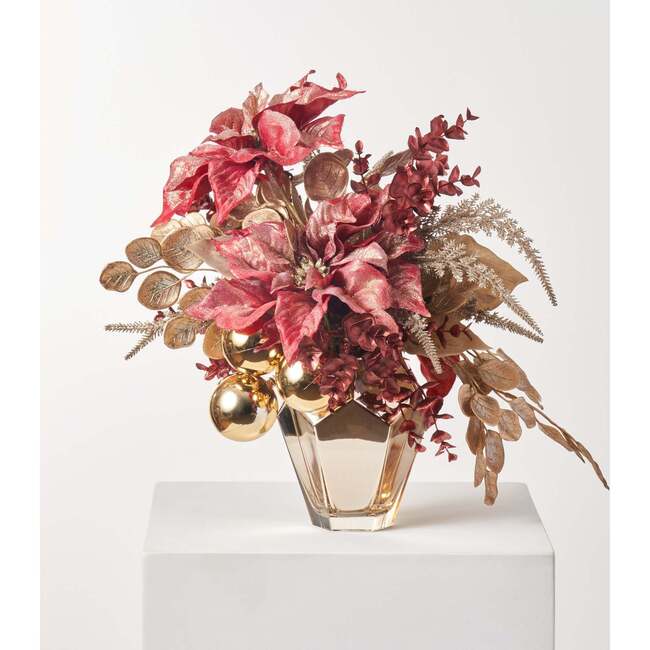 24 Karat Christmas Gold Dust Poinsettia & Ornament Centerpiece - Bouquets - 3