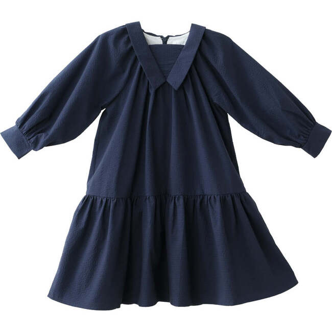 Isla Velvet Long Cuffed Sleeve Midi Dress, Prussian Blue