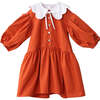 Selena Contrast Scalloped Collar Bow-Tie Midi Dress, Tangerine - Dresses - 1 - thumbnail