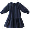 Isla Velvet Long Cuffed Sleeve Midi Dress, Prussian Blue - Dresses - 2