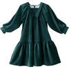 Isla Velvet Long Cuffed Sleeve Midi Dress, Sacramento Green - Dresses - 1 - thumbnail