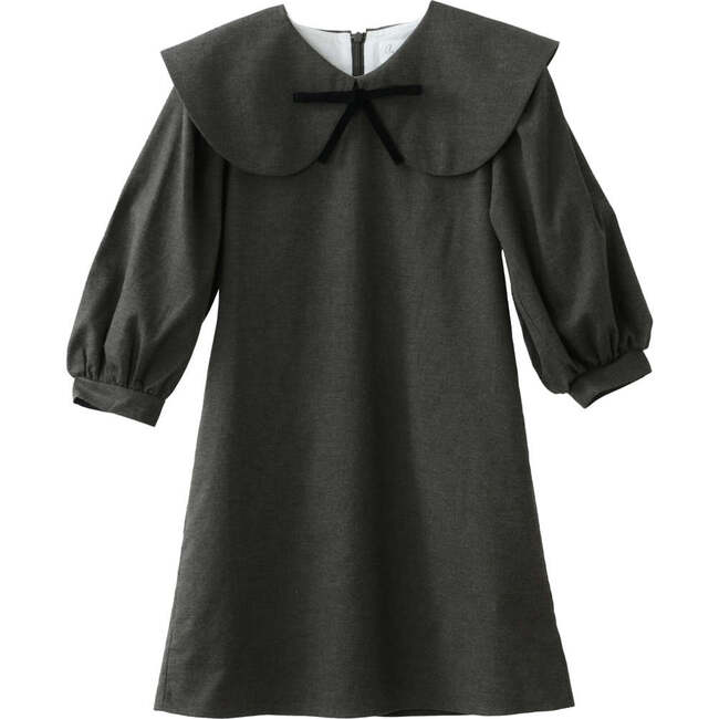 Rhea Peter Pan Collar Midi Dress, Khaki Charcoal