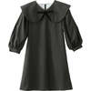 Rhea Peter Pan Collar Midi Dress, Khaki Charcoal - Dresses - 1 - thumbnail