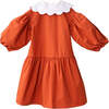 Selena Contrast Scalloped Collar Bow-Tie Midi Dress, Tangerine - Dresses - 2