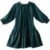 Isla Velvet Long Cuffed Sleeve Midi Dress, Sacramento Green - Dresses - 2