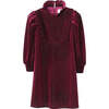 Lena Garnet Velvet Ruffle Collar Long Cuffed Sleeve Midi Dress, Red - Dresses - 1 - thumbnail