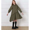 Kate Ruffled High Collar & Hem Midi Dress, Army Green - Dresses - 3