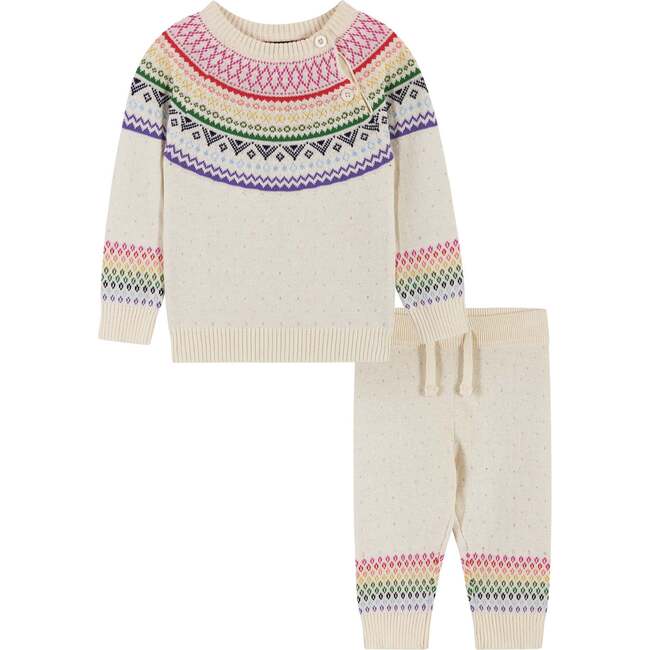 Infant Holiday Rainbow Sweater & Legging Set, Cream