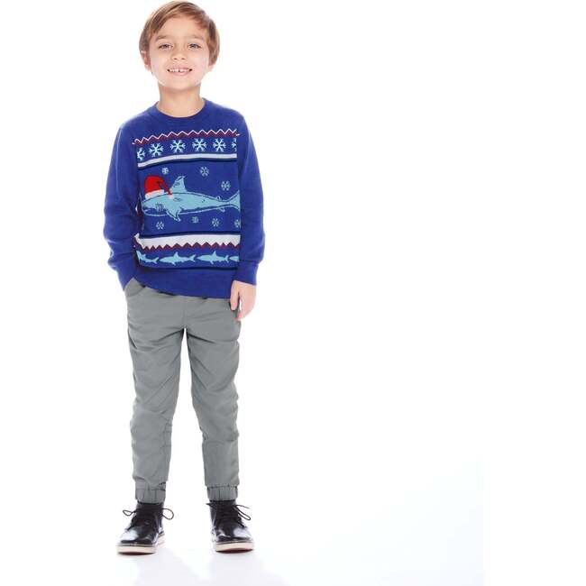 Shark Jacquard Holiday Sweater Set, Blue - Mixed Apparel Set - 2