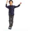 Soft Knit Holiday Sharks Button-Down Shirt, Navy & Black - Mixed Apparel Set - 3