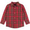 Plaid Flannel Button-Down With Suspender Pant Set, Red & Camel - Mixed Apparel Set - 4