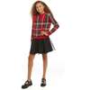 Plaid Sweater With Skirt Set, Red & Black - Mixed Apparel Set - 2