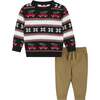 Infant Vintage Cars Jacquard Sweater Set, Black - Mixed Apparel Set - 1 - thumbnail