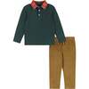 Infant Hunter Holiday Polo Set, Green & Camel - Mixed Apparel Set - 1 - thumbnail