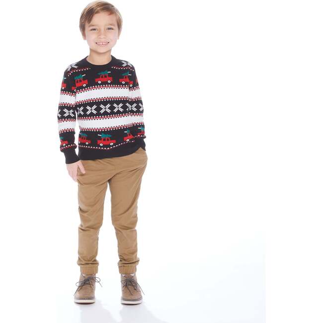 Vintage Cars Jacquard Sweater Set, Black - Sweaters - 2