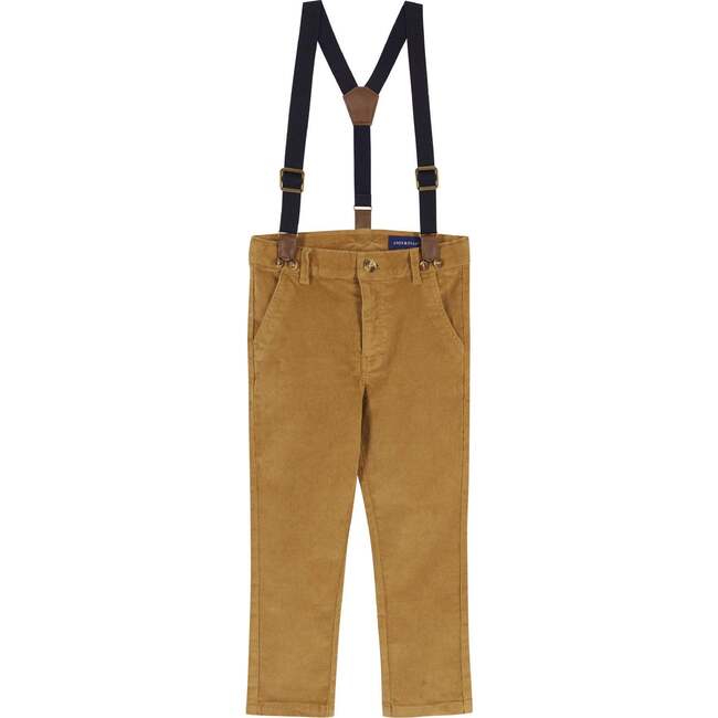 Plaid Flannel Button-Down With Suspender Pant Set, Red & Camel - Mixed Apparel Set - 5