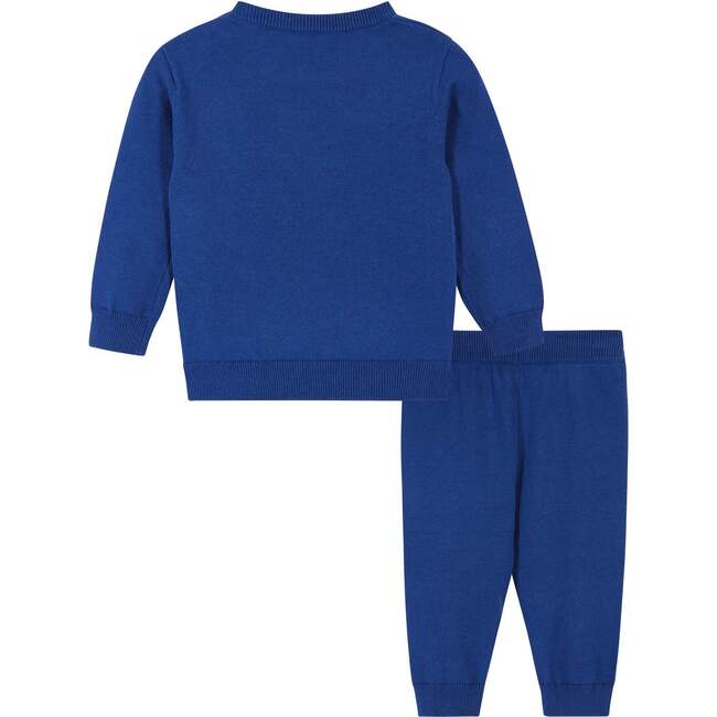 Infant Holiday Shark Jacquard Sweater Set, Blue - Mixed Apparel Set - 2