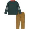 Infant Hunter Holiday Polo Set, Green & Camel - Mixed Apparel Set - 2