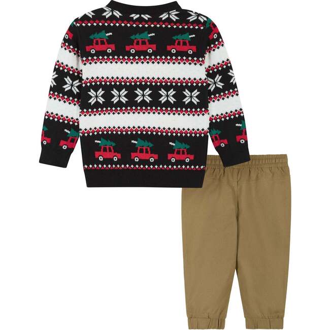 Infant Vintage Cars Jacquard Sweater Set, Black - Mixed Apparel Set - 2