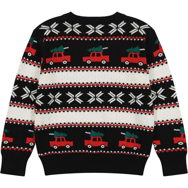 Vintage Cars Jacquard Sweater Set, Black - Sweaters - 3