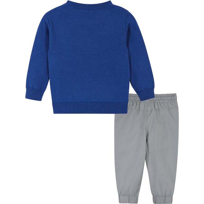 Infant Shark Jacquard Holiday Sweater Set, Blue - Mixed Apparel Set - 3