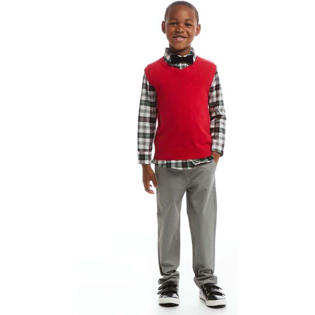 Plaid Button-Down With Vest Set, White - Mixed Apparel Set - 5