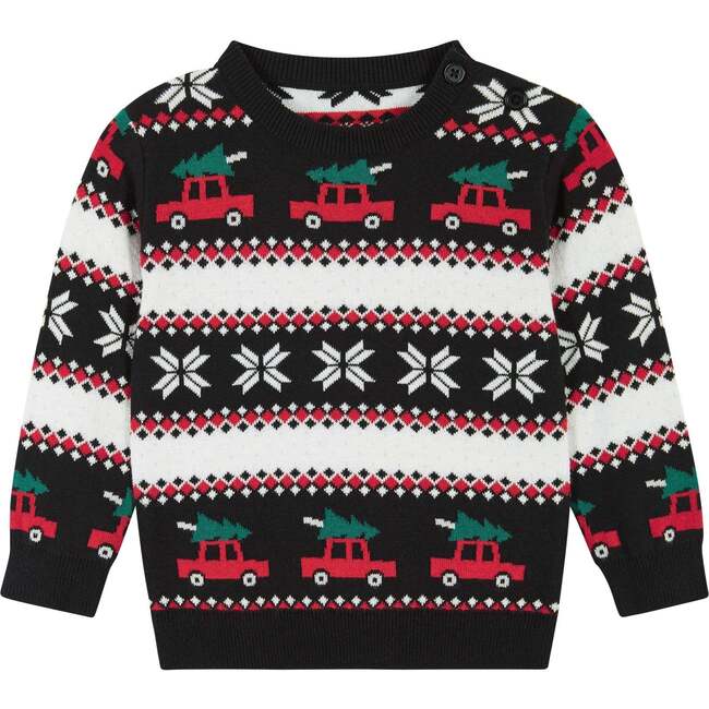 Infant Vintage Cars Jacquard Sweater Set, Black - Mixed Apparel Set - 4