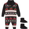 Infant Holiday Jacquard Sweater Romper & Socks Set, Black & Multicolors - Rompers - 1 - thumbnail