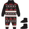 Infant Holiday Jacquard Sweater Romper & Socks Set, Black & Multicolors - Rompers - 2