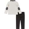 Infant Heather Holiday Polo Set, Cream & Black - Mixed Apparel Set - 2