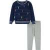 Holiday Party Sweater & Leggings Set, Navy & Grey - Mixed Apparel Set - 1 - thumbnail