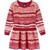 Candy Cane Knit Ribbed Waist Sweater Dress, Red - Dresses - 1 - thumbnail