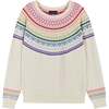 Holiday Metallic Fair Isle Ribbed Cuff Sweater, Cream - Sweaters - 1 - thumbnail