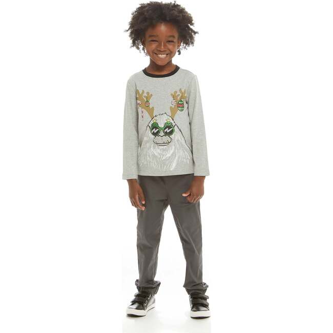Holiday Yeti Crew Neck Long Sleeve Tee, Grey - T-Shirts - 4