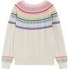Holiday Metallic Fair Isle Ribbed Cuff Sweater, Cream - Sweaters - 2