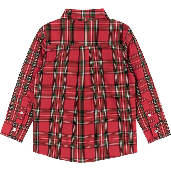 Holiday Plaid Button-Down Shirt With Bowtie, Red & Black - Button Downs - 2