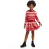 Candy Cane Knit Ribbed Waist Sweater Dress, Red - Dresses - 2