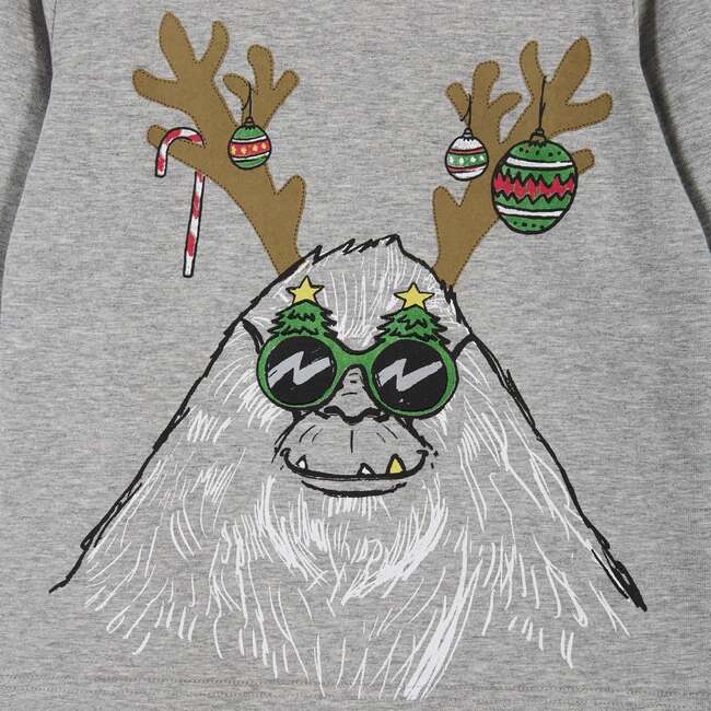 Holiday Yeti Crew Neck Long Sleeve Tee, Grey - T-Shirts - 5