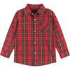 Holiday Plaid Button-Down Shirt With Bowtie, Red & Black - Button Downs - 3