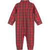 Holiday Plaid Flannel Collared Buttoned Romper, Red - Rompers - 3