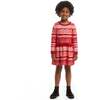 Candy Cane Knit Ribbed Waist Sweater Dress, Red - Dresses - 5