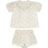 Wildflower Bouquet Puff Sleeve Top And Short Set - Mixed Apparel Set - 1 - thumbnail