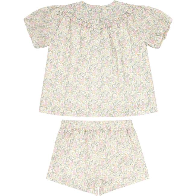 Wildflower Bouquet Puff Sleeve Top And Short Set - Mixed Apparel Set - 2